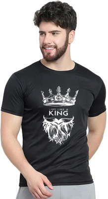AFCollection Printed Men Round Neck Black T-Shirt