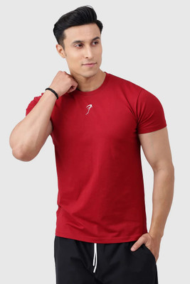 FuaarK Solid Men Round Neck Red T-Shirt