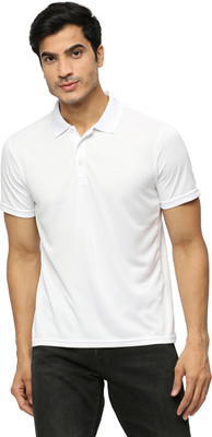 playR Solid Men Polo Neck White T-Shirt