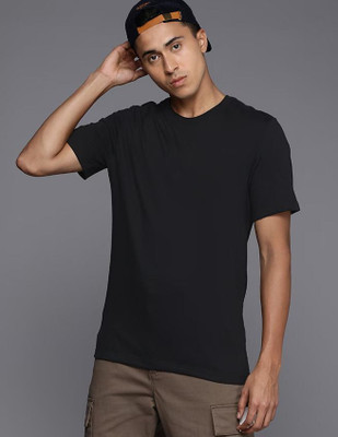 RULEDBYSUN Solid Men Round Neck Black T-Shirt