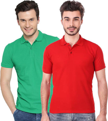 YUALIN CREATION Solid Men Polo Neck Multicolor T-Shirt