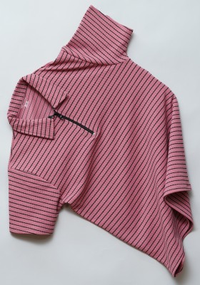 N AND J Striped Men Polo Neck Pink T-Shirt