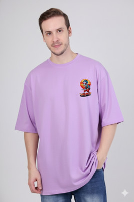 Gizmoz Printed Men Round Neck Purple T-Shirt