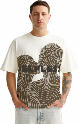 onebutton Printed Men Round Neck White T-Shirt