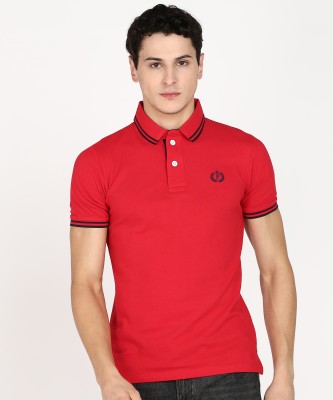 PROVOGUE Solid Men Polo Neck Red T-Shirt