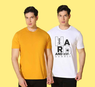 WOOSTRO Typography, Solid Men Round Neck Multicolor T-Shirt