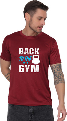 AZAADGARMENT Printed Men Round Neck Maroon T-Shirt