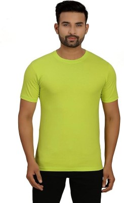BOMBAE TEES Solid Men Round Neck Light Green T-Shirt