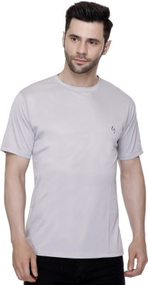 Leebonee Solid Men Round Neck Grey T-Shirt