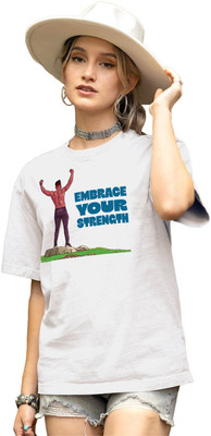 Fighterhero Printed Women Round Neck White T-Shirt