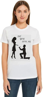 Js Unique Printed Women Round Neck Reversible White T-Shirt