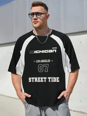 Jump Cuts Printed Men Round Neck Black, White T-Shirt