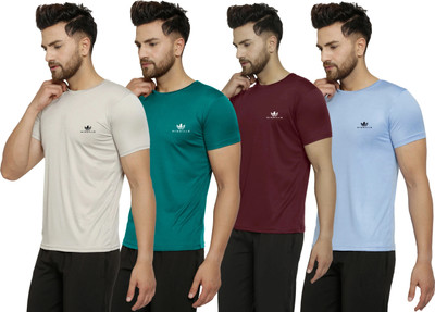 MISSILLE Solid Men Round Neck Multicolor T-Shirt