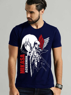 VIKCLIQUE Printed Men Round Neck Blue T-Shirt