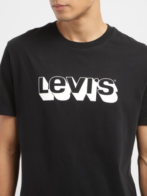 LEVI'S Typography Men Round Neck Black T-Shirt