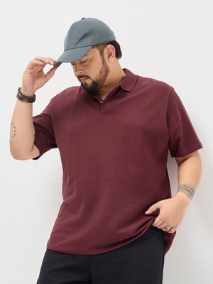 Urbano Plus Solid Men Polo Neck Maroon T-Shirt
