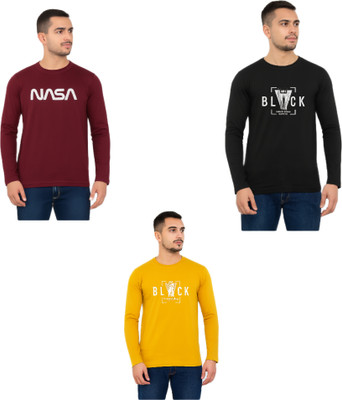 cafer Graphic Print Men Round Neck Yellow, Maroon, Black T-Shirt