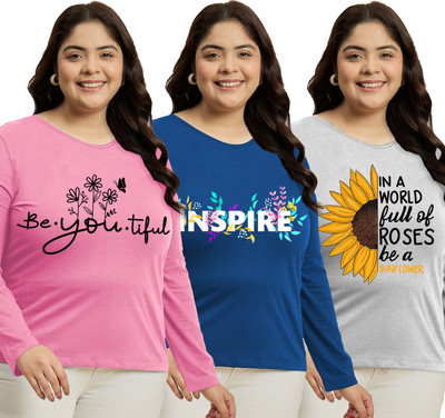 Elite soul Printed Women Round Neck Multicolor T-Shirt