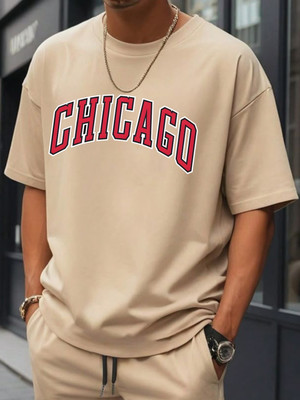 Cool Plus Printed Men Round Neck Beige T-Shirt