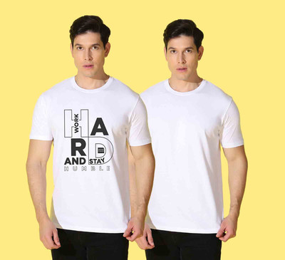 WOOSTRO Printed, Solid Men Crew Neck Multicolor T-Shirt