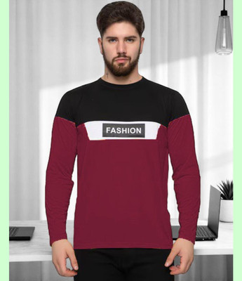 FAOES Printed Men Round Neck Maroon T-Shirt