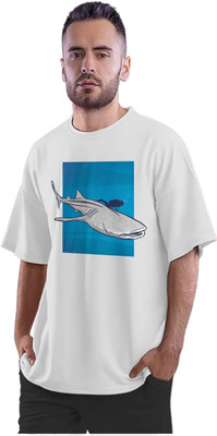 NOIIDAPRINT Printed Men Round Neck White T-Shirt