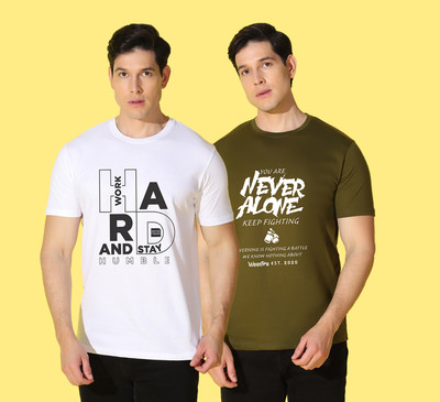 WOOSTRO Typography Men Round Neck Multicolor T-Shirt