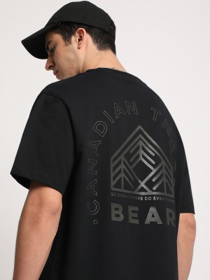 THE BEAR HOUSE Graphic Print Men Round Neck Black T-Shirt