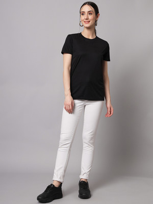 InkTees Solid Women Round Neck Black T-Shirt