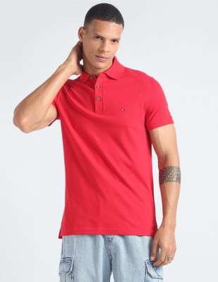 TOMMY HILFIGER Solid Men Round Neck Red T-Shirt