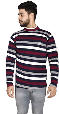 Tiki Tees Striped Men Round Neck Multicolor T-Shirt