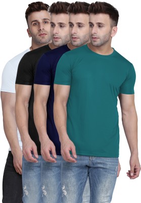 TQH Solid Men Round Neck White, Black, Dark Blue, Green T-Shirt