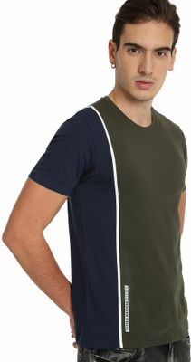 FLYING MACHINE Colorblock Men Round Neck Green T-Shirt