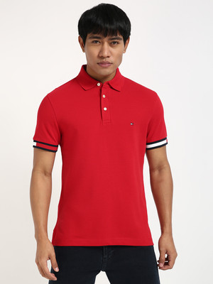 TOMMY HILFIGER Solid Men Polo Neck Red T-Shirt