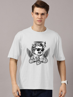 Leon Graphic Print Men Round Neck Grey T-Shirt
