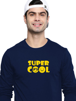 RULEDBYSUN Printed Men Round Neck Navy Blue T-Shirt