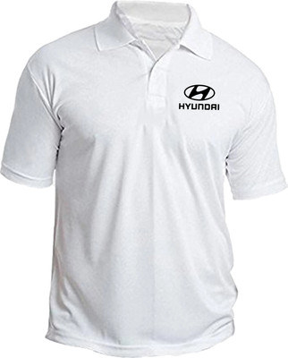 PrintHolic Solid Men Polo Neck White T-Shirt