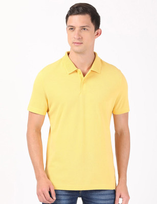 JOCKEY Solid Men Polo Neck Yellow T-Shirt