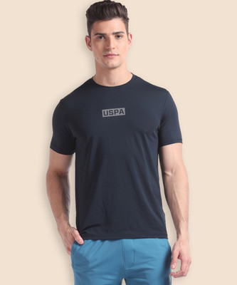 U.S. POLO ASSN. Printed Men Round Neck Blue T-Shirt