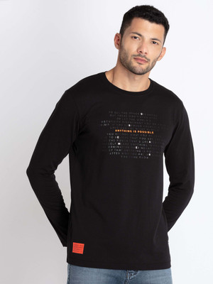 Status Quo Typography Men Round Neck Black T-Shirt