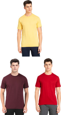 JOCKEY Solid Men Round Neck Yellow, Red, Maroon T-Shirt