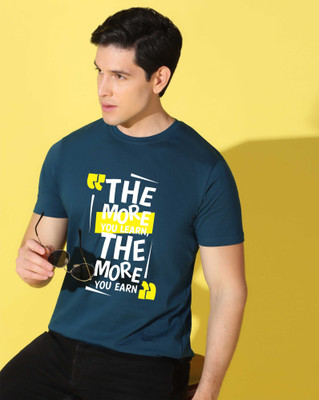 WOOSTRO Graphic Print Men Round Neck Dark Blue T-Shirt