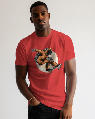 Vogue Alien Graphic Print Men Round Neck Red T-Shirt
