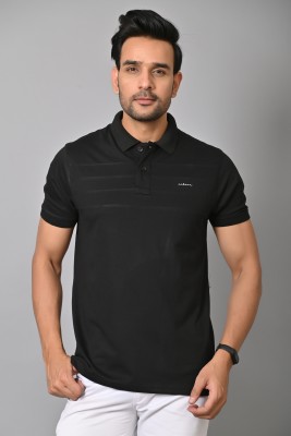 Arbour Solid Men Polo Neck Black T-Shirt