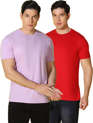 WOOSTRO Solid Men Round Neck Multicolor T-Shirt