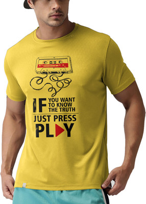 THE PRINT PLATTER Graphic Print Men Round Neck Yellow T-Shirt