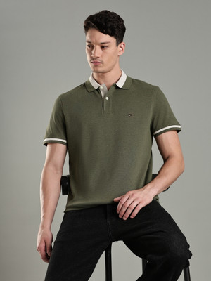 TOMMY HILFIGER Solid Men Polo Neck Green T-Shirt