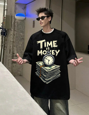TowLine Geometric Print Men Round Neck Black T-Shirt