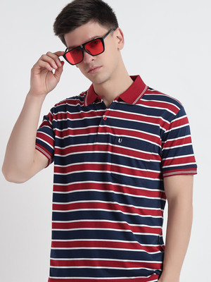 UNNIBERRY Striped Men Polo Neck Multicolor T-Shirt