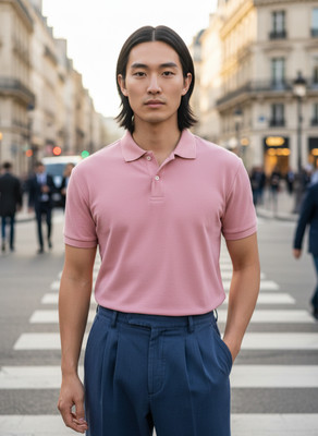 HILFIRE REGION Solid Men Polo Neck Pink T-Shirt